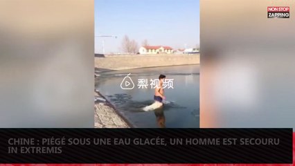 Chine : Un nageur se retrouve bloqué sous l'eau glacée (vidéo)