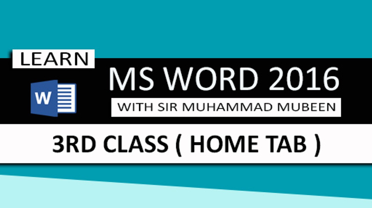 Ms Word 2016 Tutorials in Urdu/Hindi (Lesson 3 - Home Tab )