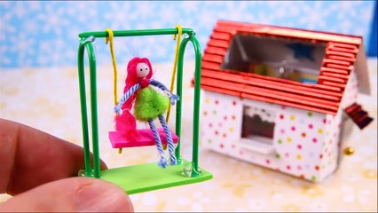 DIY Miniature Matchbox Dollhouse & Swing & Cat