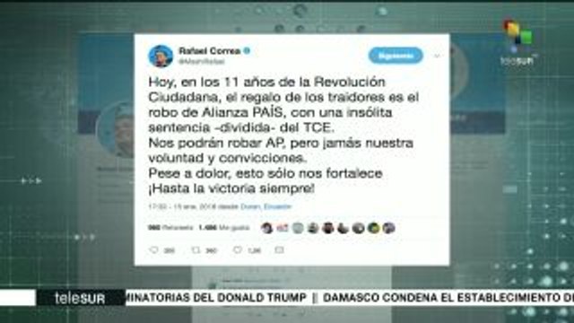 Correa: Nos podrán robar AP pero jamás nuestra voluntad y convicciones