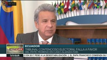 Ecuador: tribunal ratifica a Moreno como presidente de Alianza PAIS