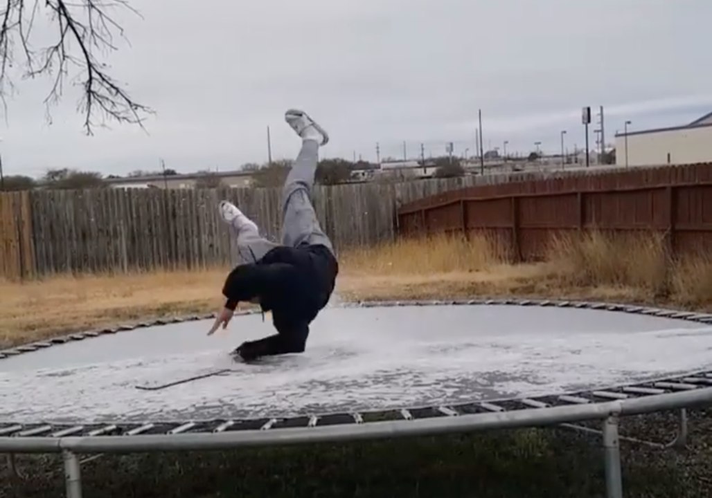 San Antonio Boy Attempts Icy Stunt by Jumping on Slick Trampoline