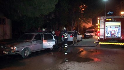 İtfaiye erleri yanan otomobildeki LPG tankının patlamasını engelledi