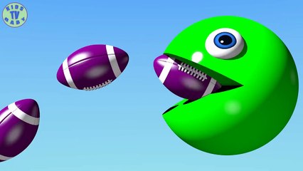 Learn Colors With 3D Rugby Ball and Pacman For Kids Children Babies-6jPZTLYjKd0
