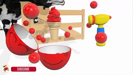 Learn Colors With Surprise Eggs Ice Cream Lollipop Cow Colors