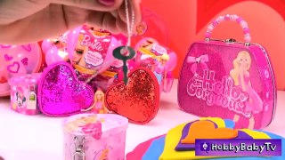 SURPRISE HEARTS! Barbie gets Slimed BIG Play-Doh Heart   Mega Bloks Pez Candy HobbyBab