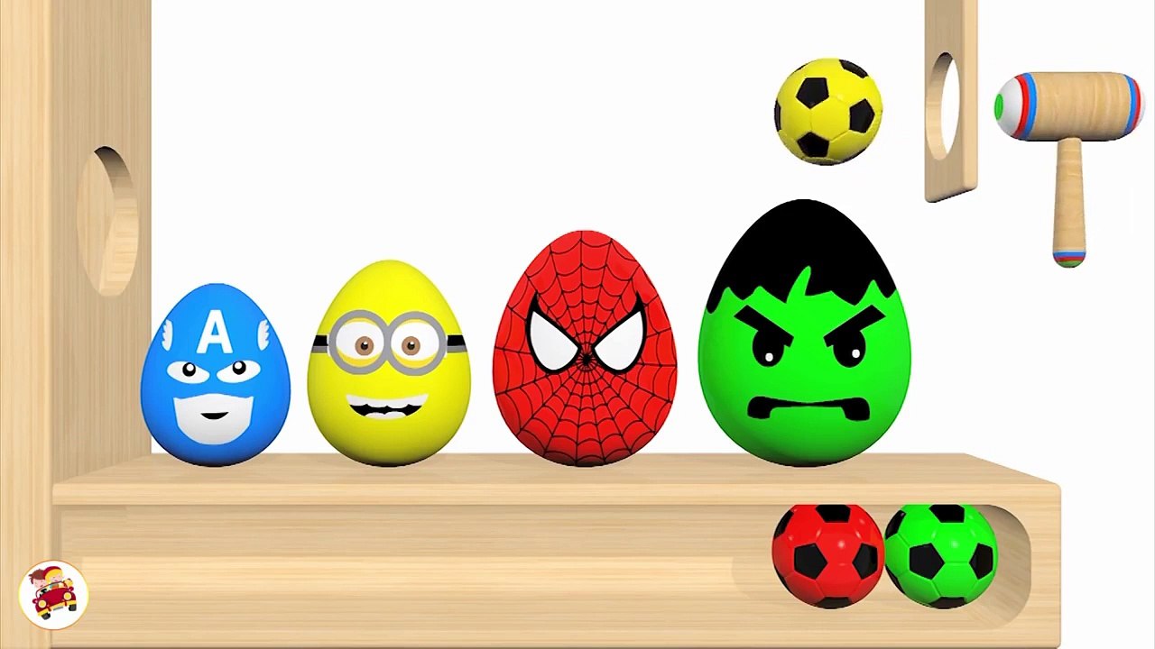 Learn Colors With Surprise Eggs Xylophone Hammer -  Eggs Soccer Balls for Kid