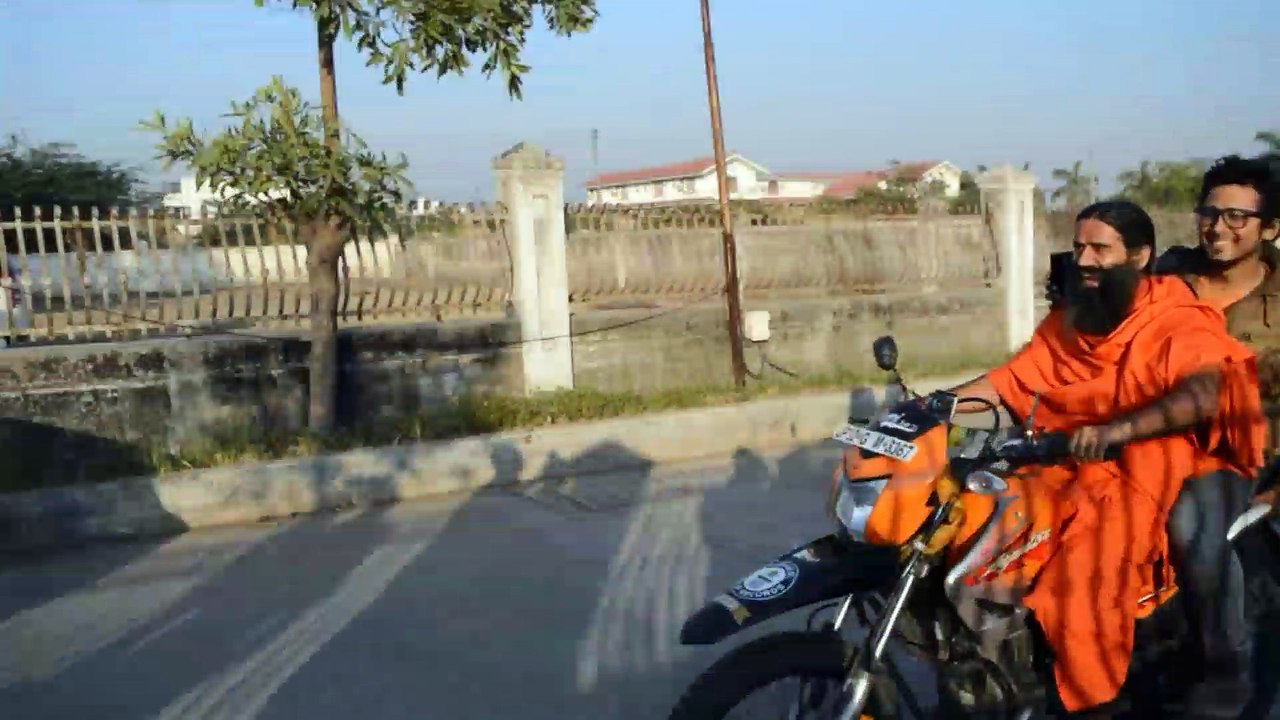 Baba Ramdev first ride a bike