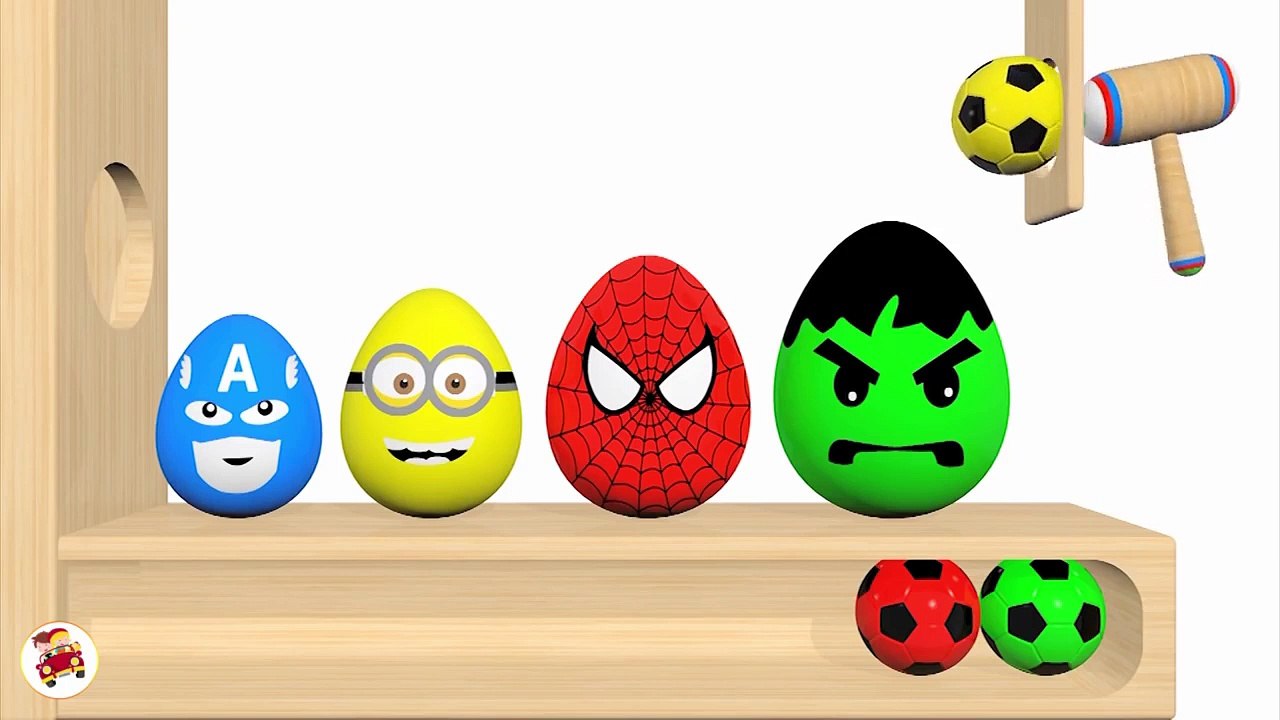 Learn Colors With Surprise Eggs Xylophone Hammer -  Eggs Soccer Balls for Kids-vJy05wCSC38