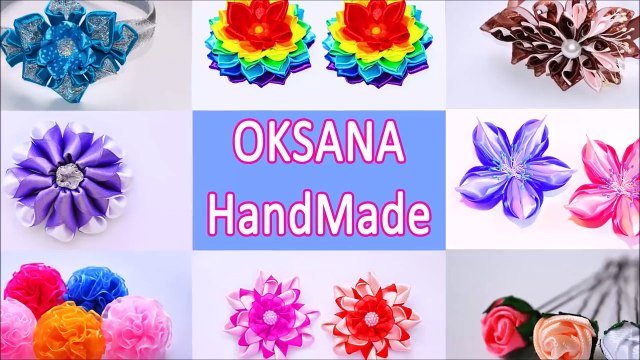 Цветок Канзаши на ободке. Мастер класс. DIY Kanzashi flower . Ribbon