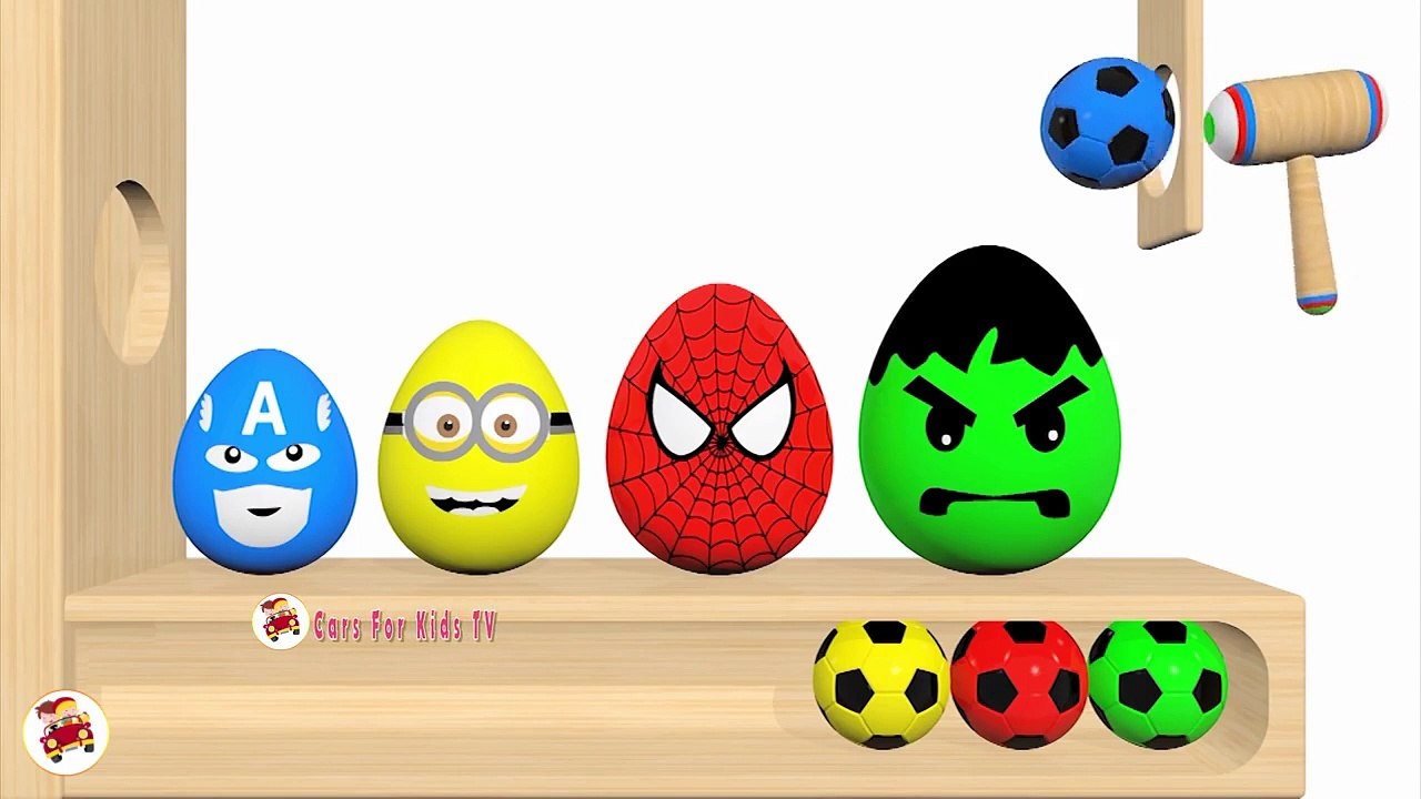 Learn Colors With Surprise Eggs Xylophone Hammer -  Eggs Soccer Balls for Kids-vJy05wC