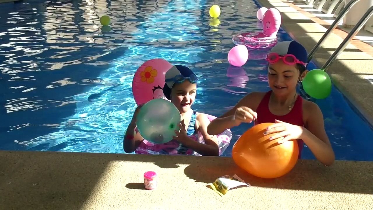 GIANT BALLOON TOY SURPRISES in huge Pool |FUN Disney SHOPKINS, STAR WARS, FROZEN, My Little Pony