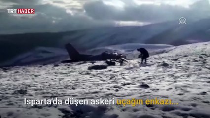 Isparta'da düşen askeri uçağın enkazına ulaşıldı