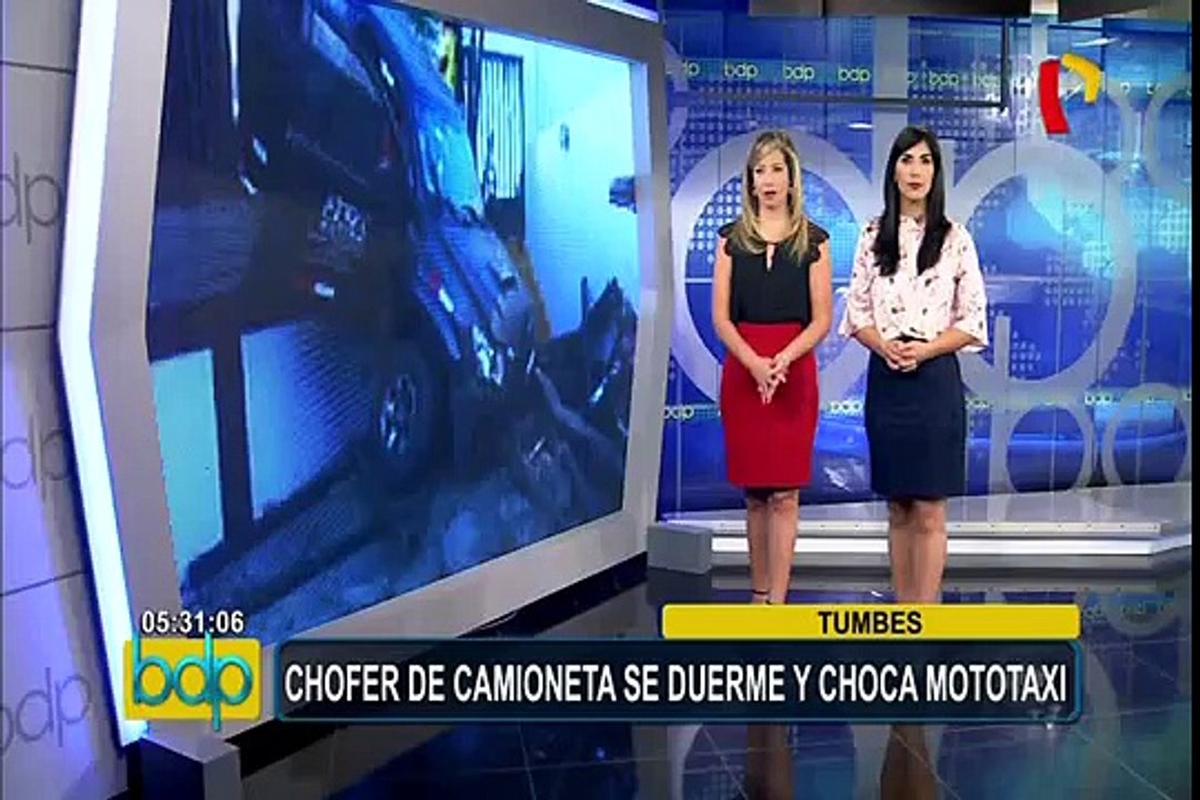 Tumbes: chofer de camioneta se duerme al volante y choca con mototaxi
