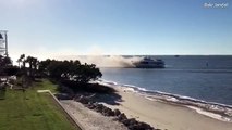 Passengers jump for their lives as flames engulf casino boat