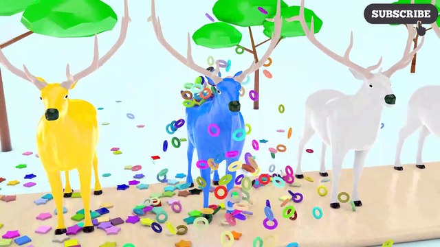 Learn Colors With DEER eating Flowers For Kids - Colours Shape Animals for Children Toddlers