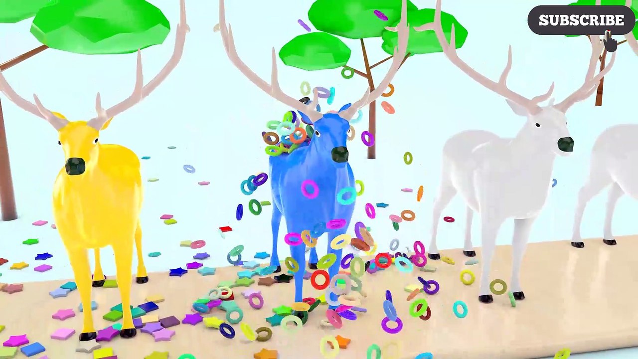 Learn Colors With DEER eating Flowers For Kids - Colours Shape Animals for Children Toddlers