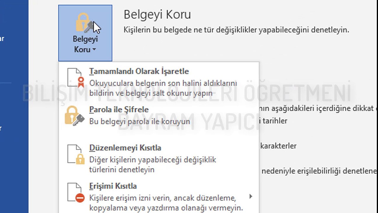 WORD DOSYASINI ŞİFRELEME