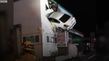 Dashcam captures a Car crashes into building in California - BBC News ( 1080 X 1920 )