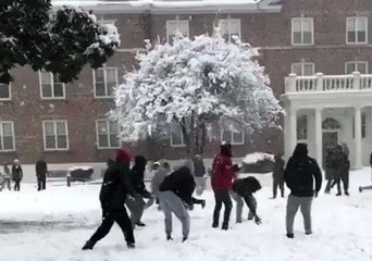 North Carolina Students Celebrate Snow With Snowball Fight