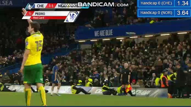 Pedro Gets Red Card HD - Chelsea 1-1 Norwich City 17.01.2018