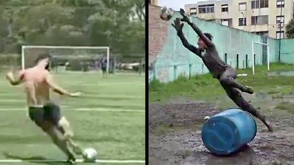 Impressive Crossbar Soccer Shot & What Kind Of Goalie Training Is This?