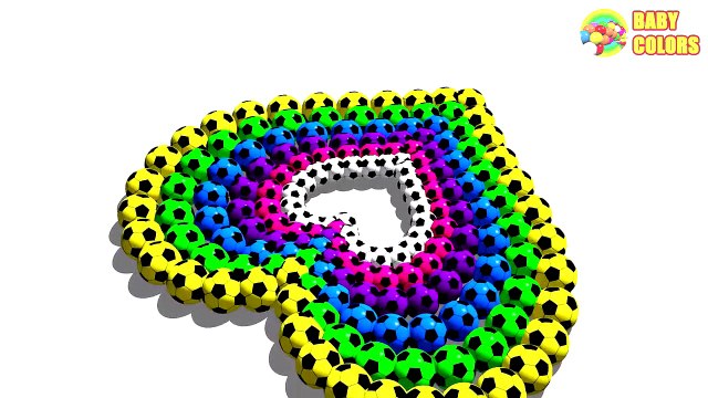 ♥ ⚽ Learn Colors with a lot of Soccer Balls and 3D Heart & Star for Kids Toddlers Babie