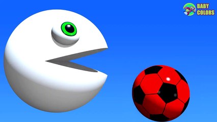 ⚽ Learn COLORS With 3D Growing Soccer Ball And Funny PACMAN For Kids Toddler