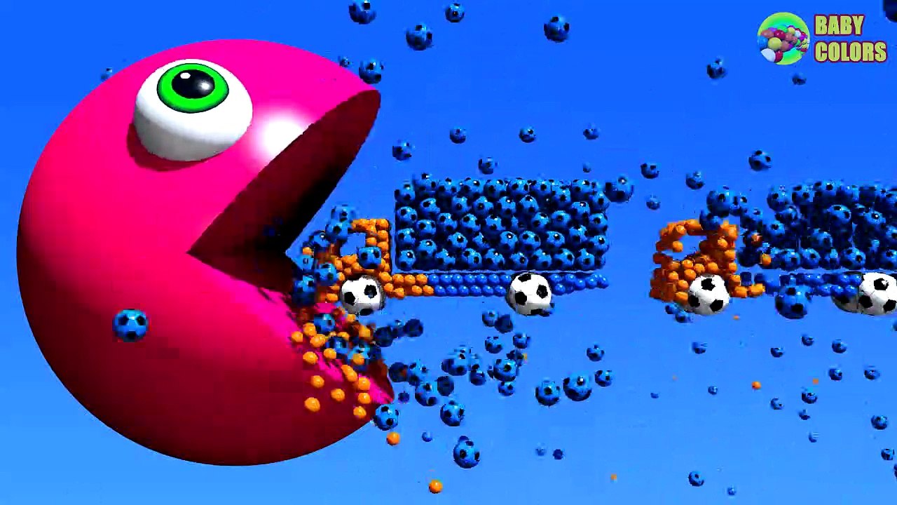 ⚽  Learn Colors With 3D Soccer Ball Truck Cars shape and Pacman For Kids Babies Toddlers