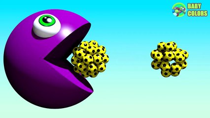 ⚽ Learn COLORS With 3D Soccer Ball And PACMAN For Kids Toddlers Babies-RwAwUQqTrBU