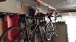 Hanging Ceiling Bike Pulley System bikes in tandem on Popcorn Ceiling