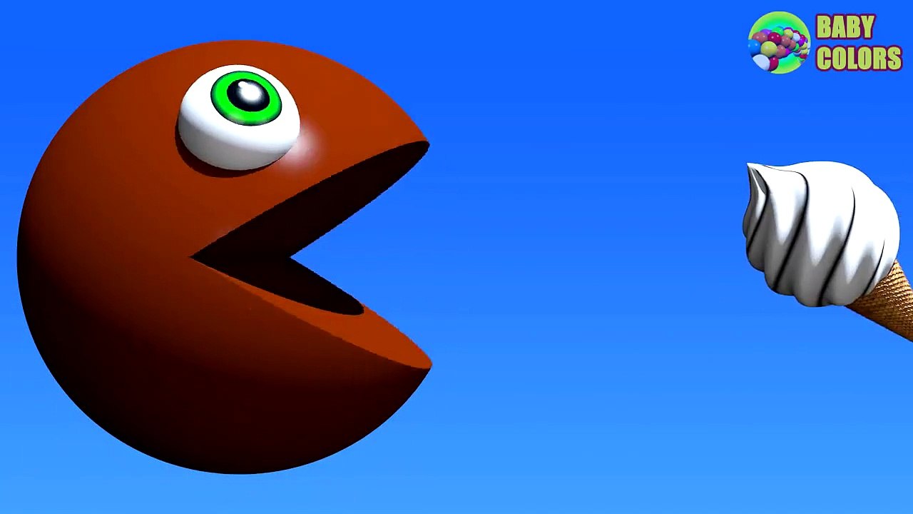 Learn COLORS With 3D ICE CREAM And PACMAN For Kids Babies Toddlers-RWiRc7L9X