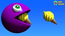 Learn COLORS With 3D ICE CREAM And PACMAN For