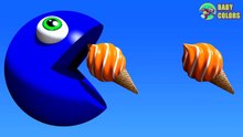 Learn COLORS With 3D ICE CREAM And PACMAN For Kids Babies Toddl
