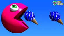 Learn COLORS With 3D ICE CREAM And PACMAN For Kids Babies Toddlers-RWiRc7L9XP