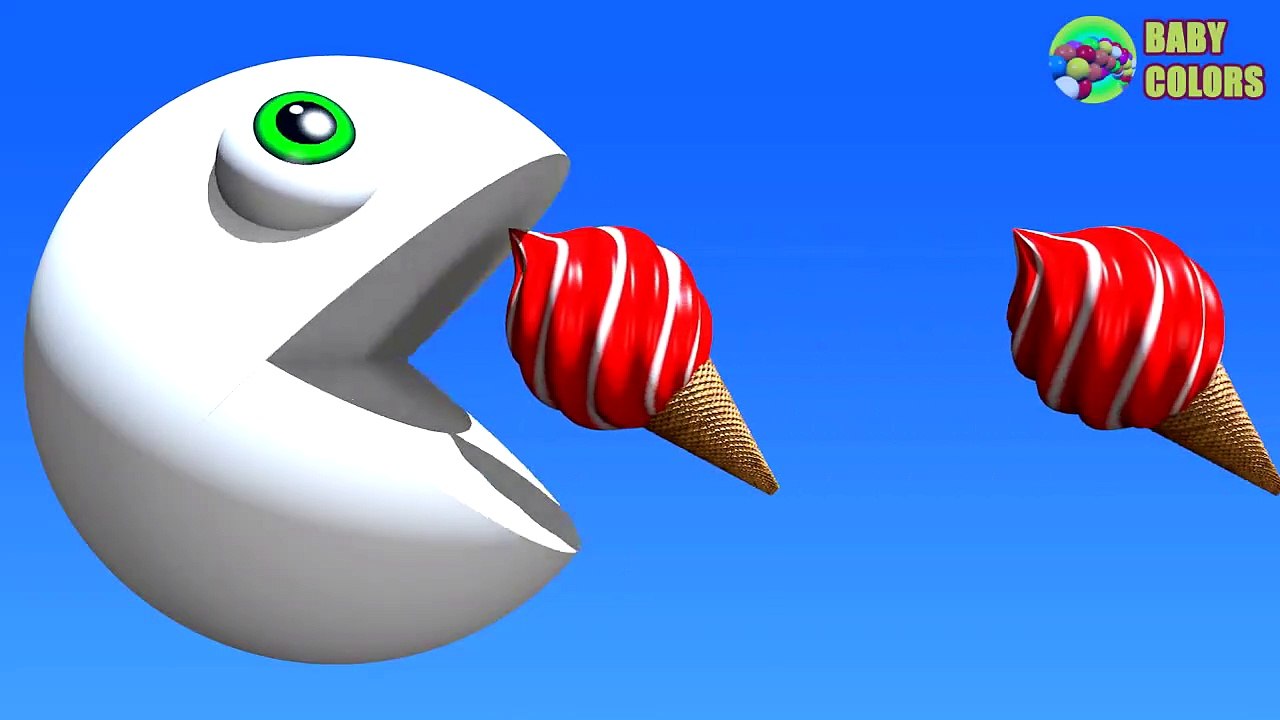 Learn COLORS With 3D ICE CREAM And PACMAN For Kids Babies Toddlers-RWiRc7L9XPY