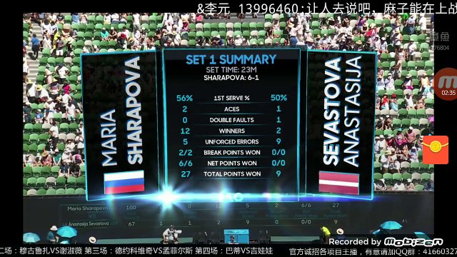 Maria Sharapova vs Sevastova Australian Open 2018