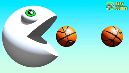 Learn COLORS With 3D Basket Balls And PACMAN For Kids Toddlers Children Babies-OP6o9ecjV