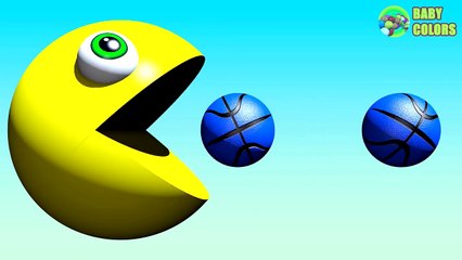 Learn COLORS With 3D Basket Balls And PACMAN For Kids Toddlers Child