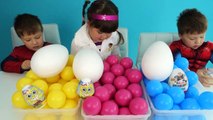 Balls Kids Eggs and Fun Family Funny Video for Kids with Kinder Suprise and SpongeBob Eg