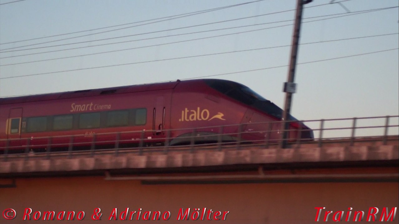 Italo NTV - AGV ETR 575 a 300 km/h sul ponte di Piacenza