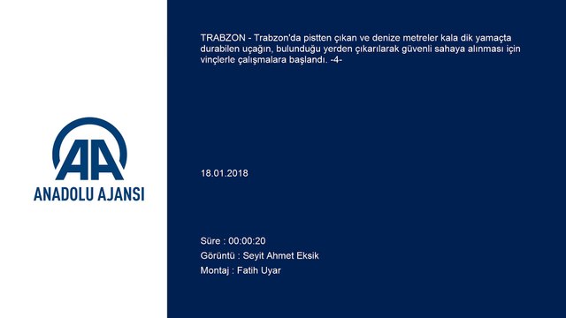Pistten çıkan uçağı kaldırma çalışmaları (4) -Denizden çekilen görüntüler - TRABZON