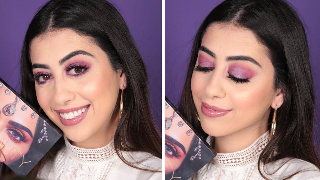 Purple Makeup Tutorial ft. Huda Beauty Desert Dusk | مكياج بنفسجي بظلال عيون هدى بيوتي مع ليا