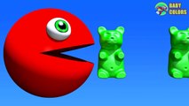 Learn Colors With 3D GUMMY BEARS JELLY BEANS And PACMAN F