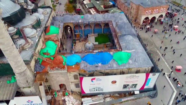 Restorasyonu Devam Eden Yeni Camii Havadan Görüntülendi