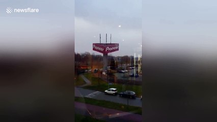 Storm winds in The Netherlands down huge billboard