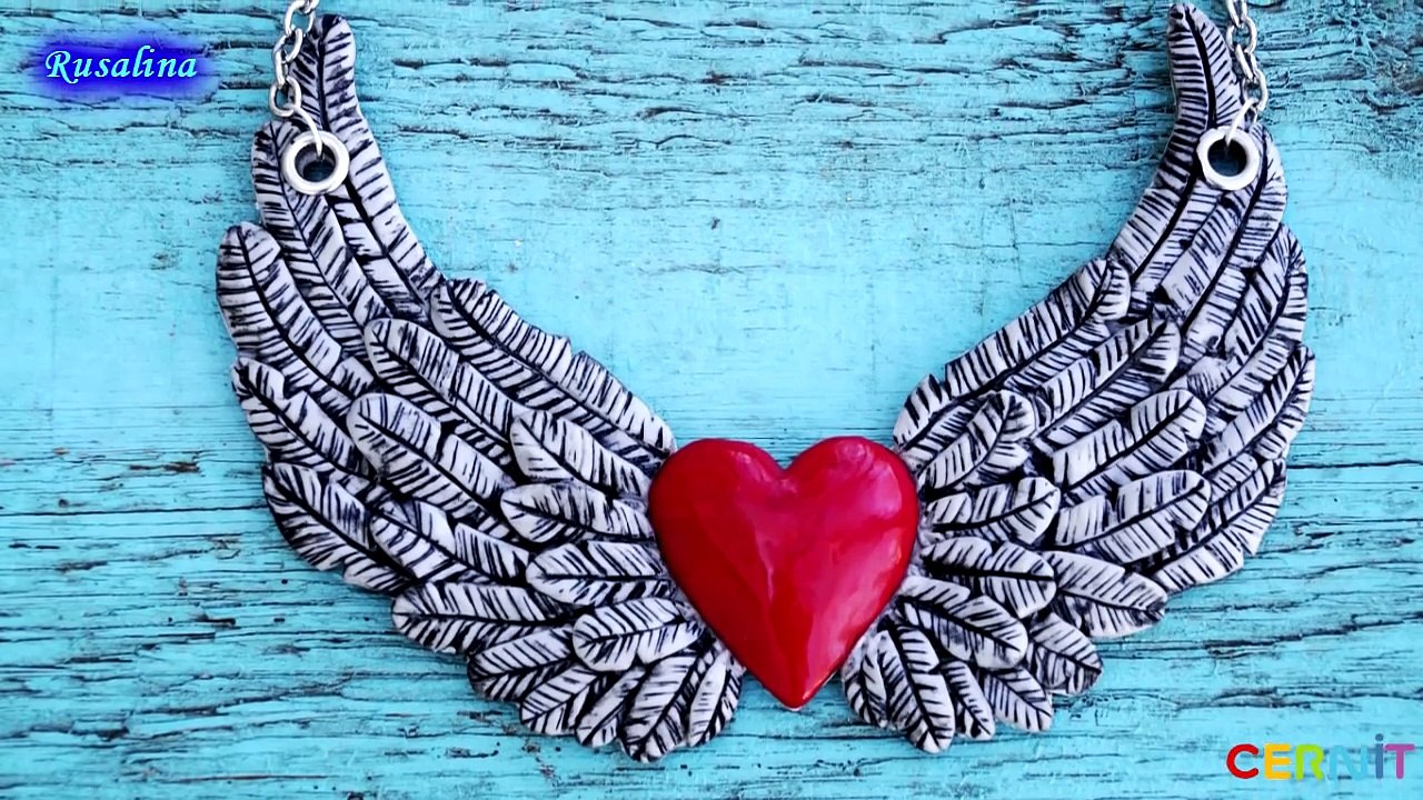 Воротничок Сердце с крыльями * ПОЛИМЕРНАЯ ГЛИНА * МАСТЕР-КЛАСС * POLYMER CLAY
