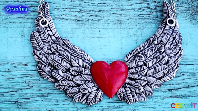 Воротничок Сердце с крыльями * ПОЛИМЕРНАЯ ГЛИНА * МАСТЕР-КЛАСС * POLYMER CLAY