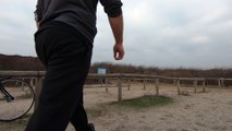 Parkour training Going under and over wooden bars