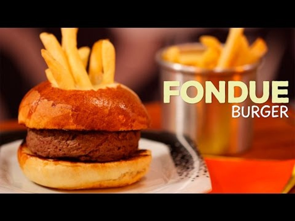 Hamburguer de Fondue - Fondue de Queijo - Sanduba Insano